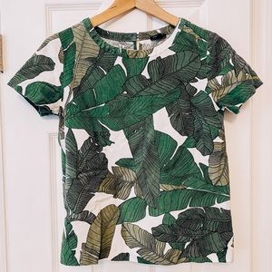 🌴 Ann Taylor Factory Palm Leaf linen Top